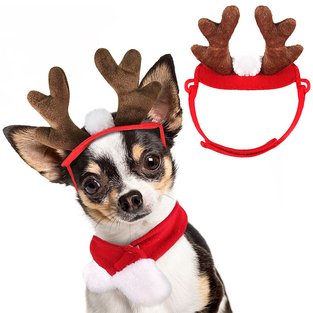 Christmas Adjustable Reindeer Dog Hat