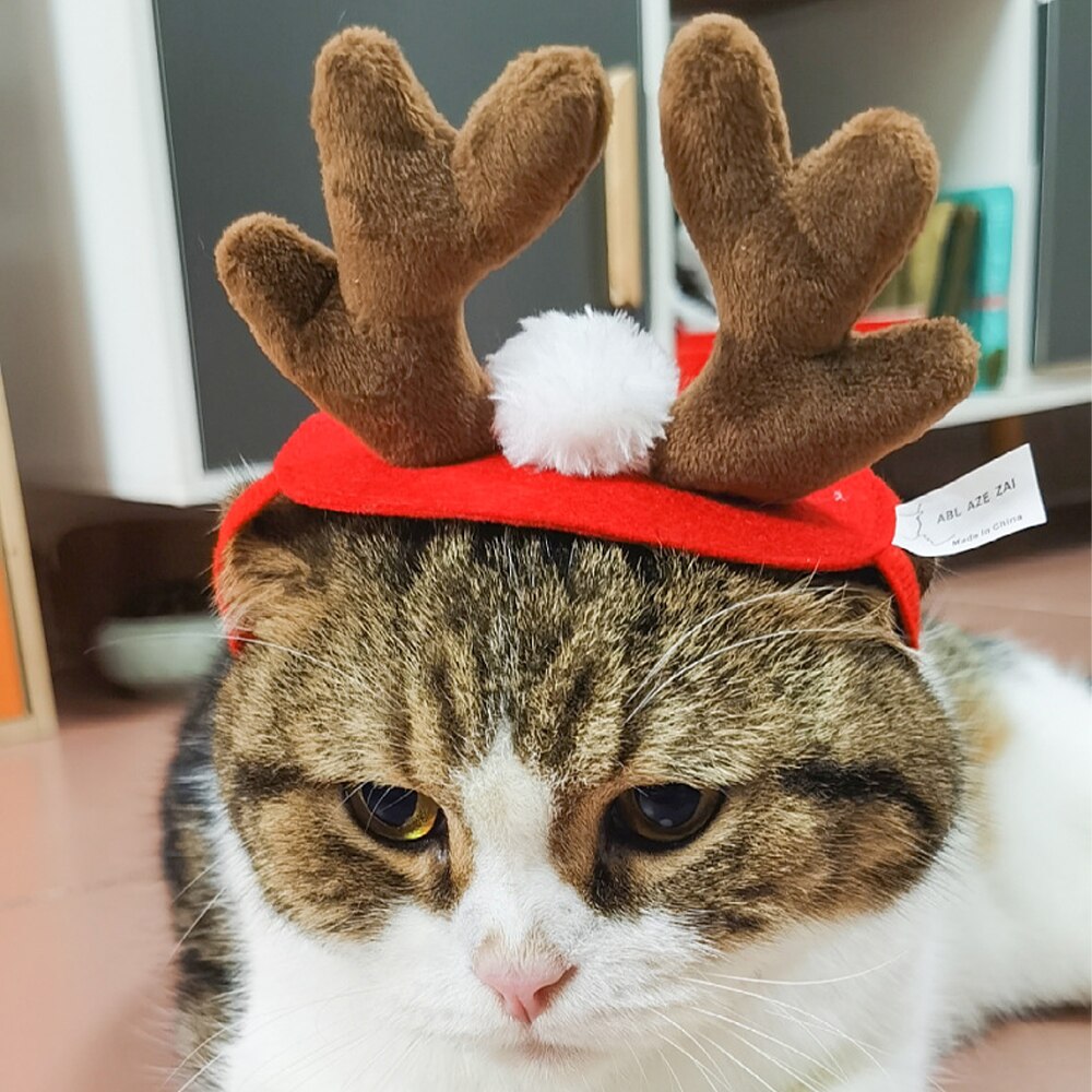 Christmas Adjustable Reindeer Dog Hat