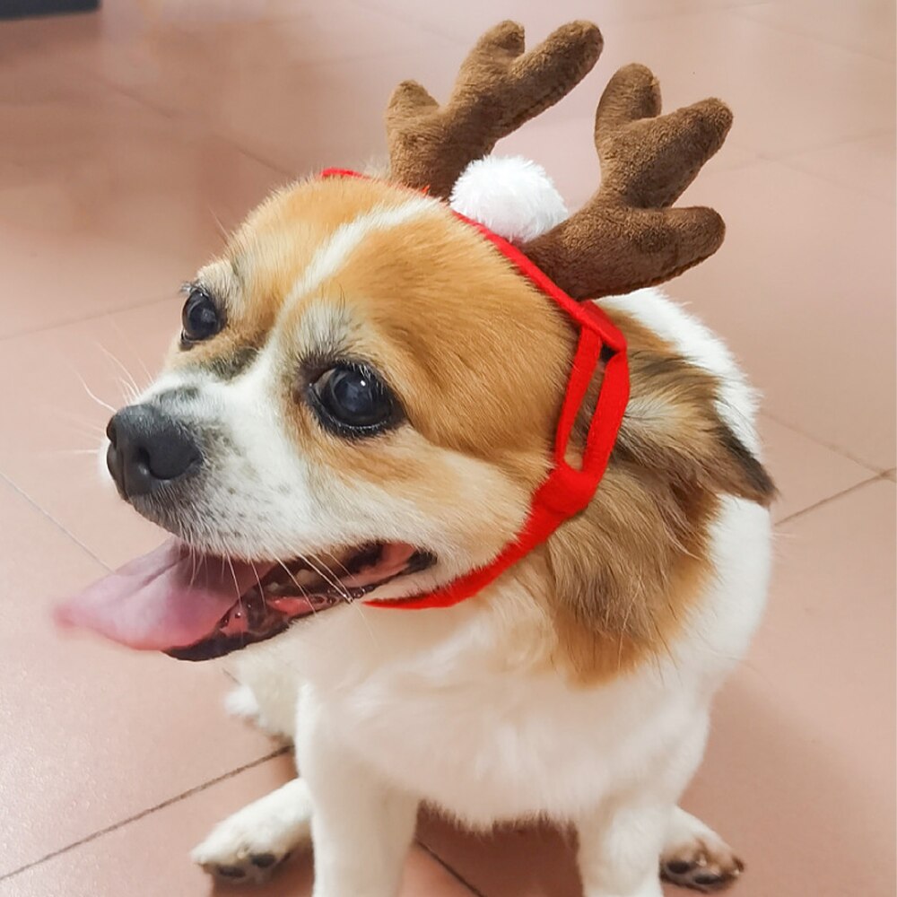 Christmas Adjustable Reindeer Dog Hat