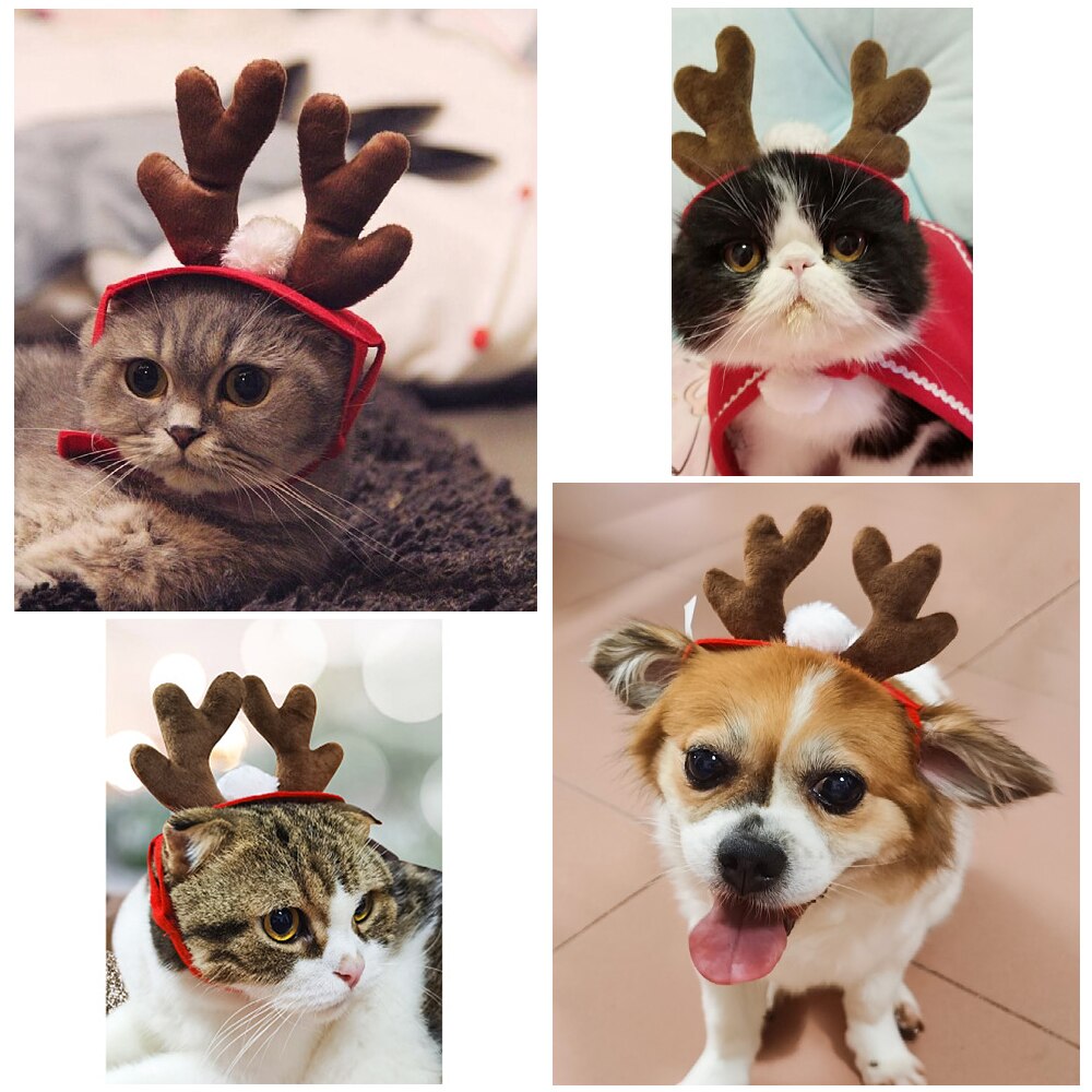 Christmas Adjustable Reindeer Dog Hat