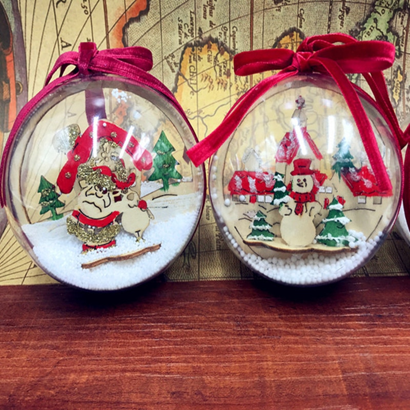 Christmas Ball Ornament Hanging Snow Globe (2 pcs)