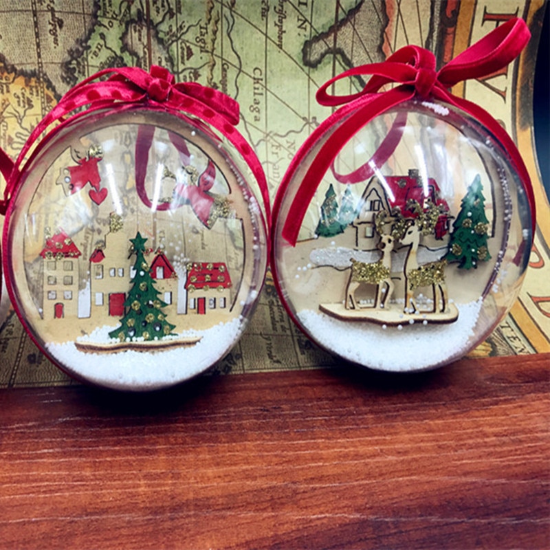 Christmas Ball Ornament Hanging Snow Globe (2 pcs)