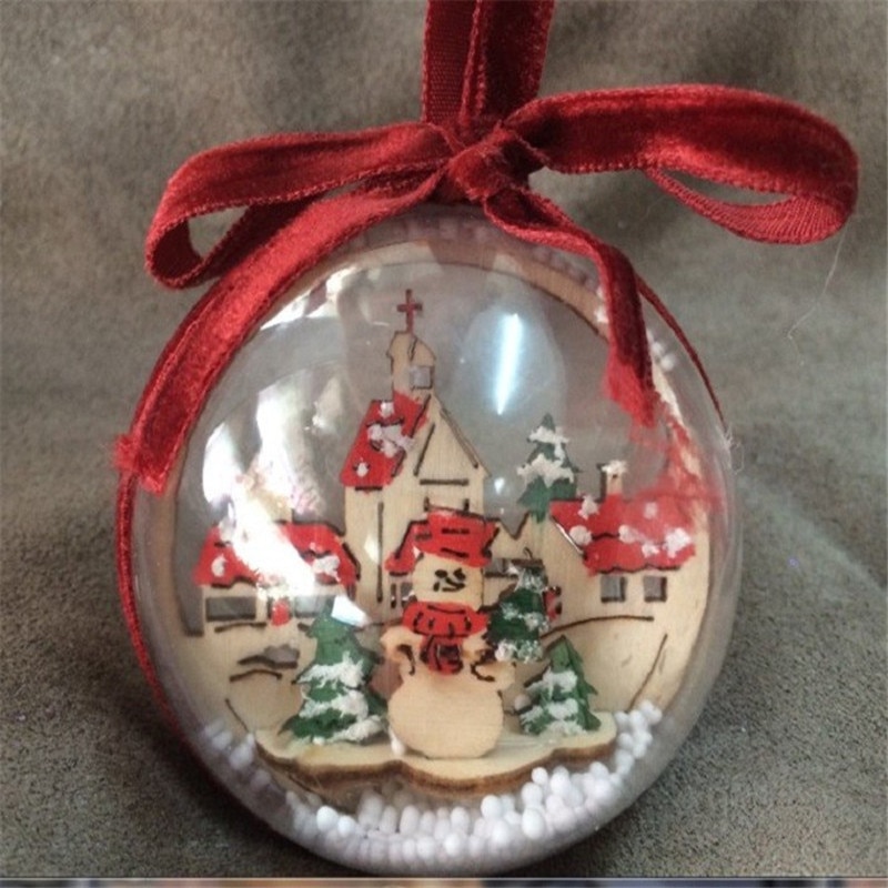 Christmas Ball Ornament Hanging Snow Globe (2 pcs)