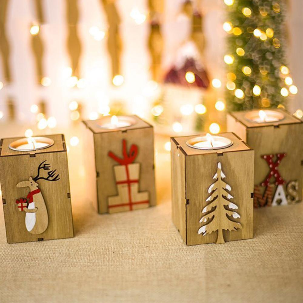 Christmas Candle Holder Wooden Décor Christmas Candle Holder Wooden Décor