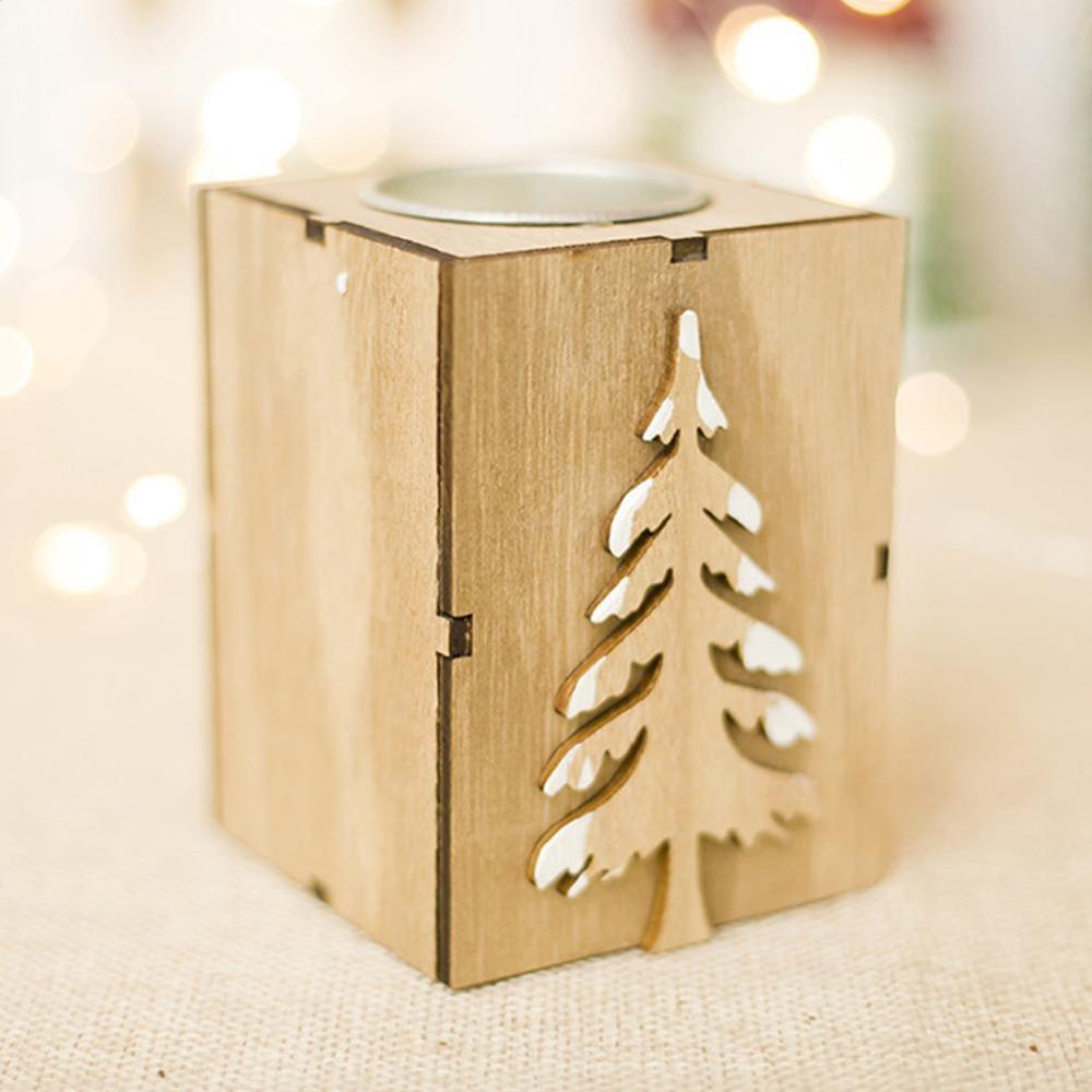 Christmas Candle Holder Wooden Décor Christmas Candle Holder Wooden Décor