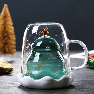 Christmas Coffee Mug Double-Wall Glass