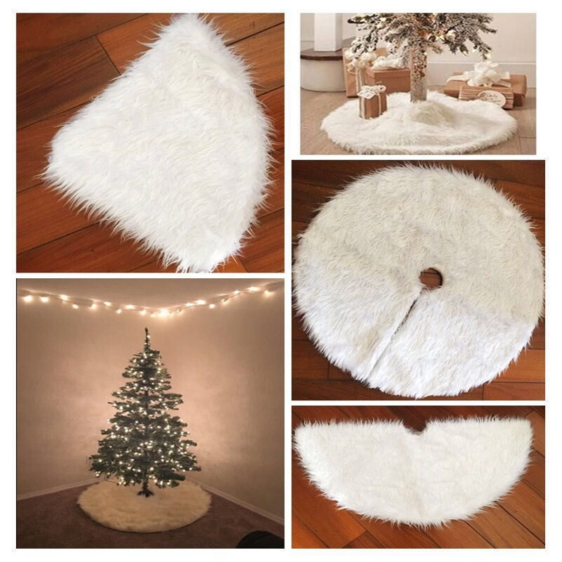 Christmas Faux White Fur Tree Skirt Christmas Faux White Fur Tree Skirt