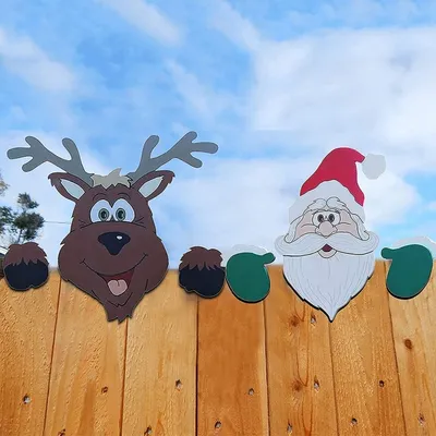 Christmas Fence Peeker Outdoor Decoration Christmas Fence Peeker Outdoor Decoration