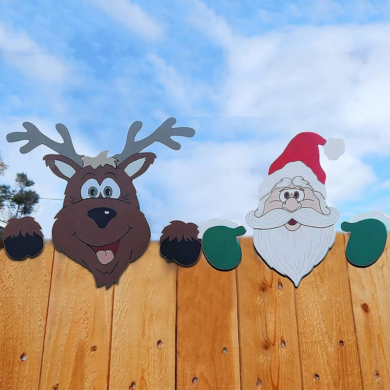 Christmas Fence Peeker Outdoor Decoration
