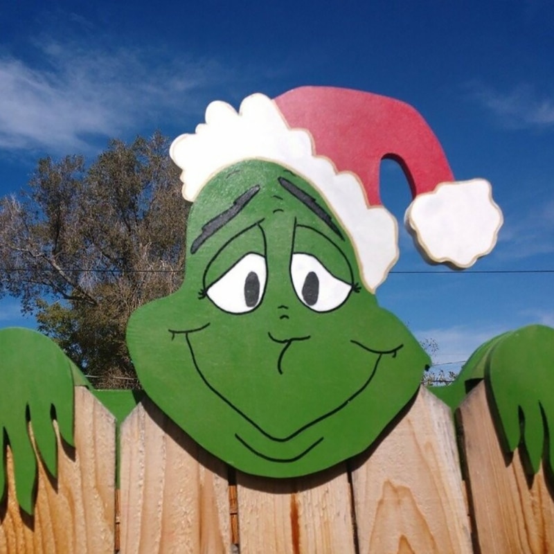 Christmas Fence Peeker Outdoor Decoration Christmas Fence Peeker Outdoor Decoration