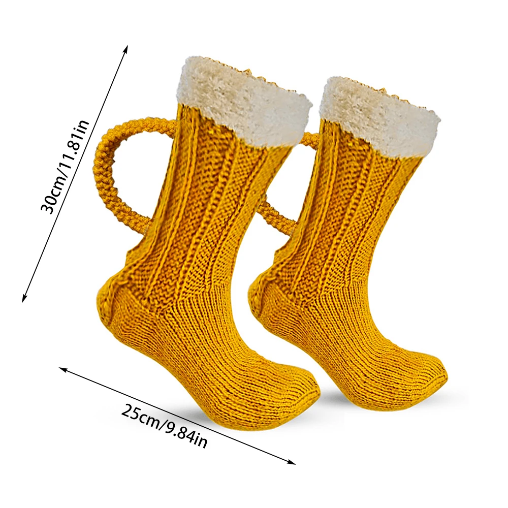 Christmas Gift 3D Beer Mug Knit SockS Socks Cute Unisex Novelty Winter Warm Floor Sock For Men Women Novelty Socks