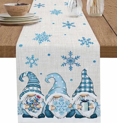 Christmas Gnome Snow Table Runner Christmas Gnome Snow Table Runner