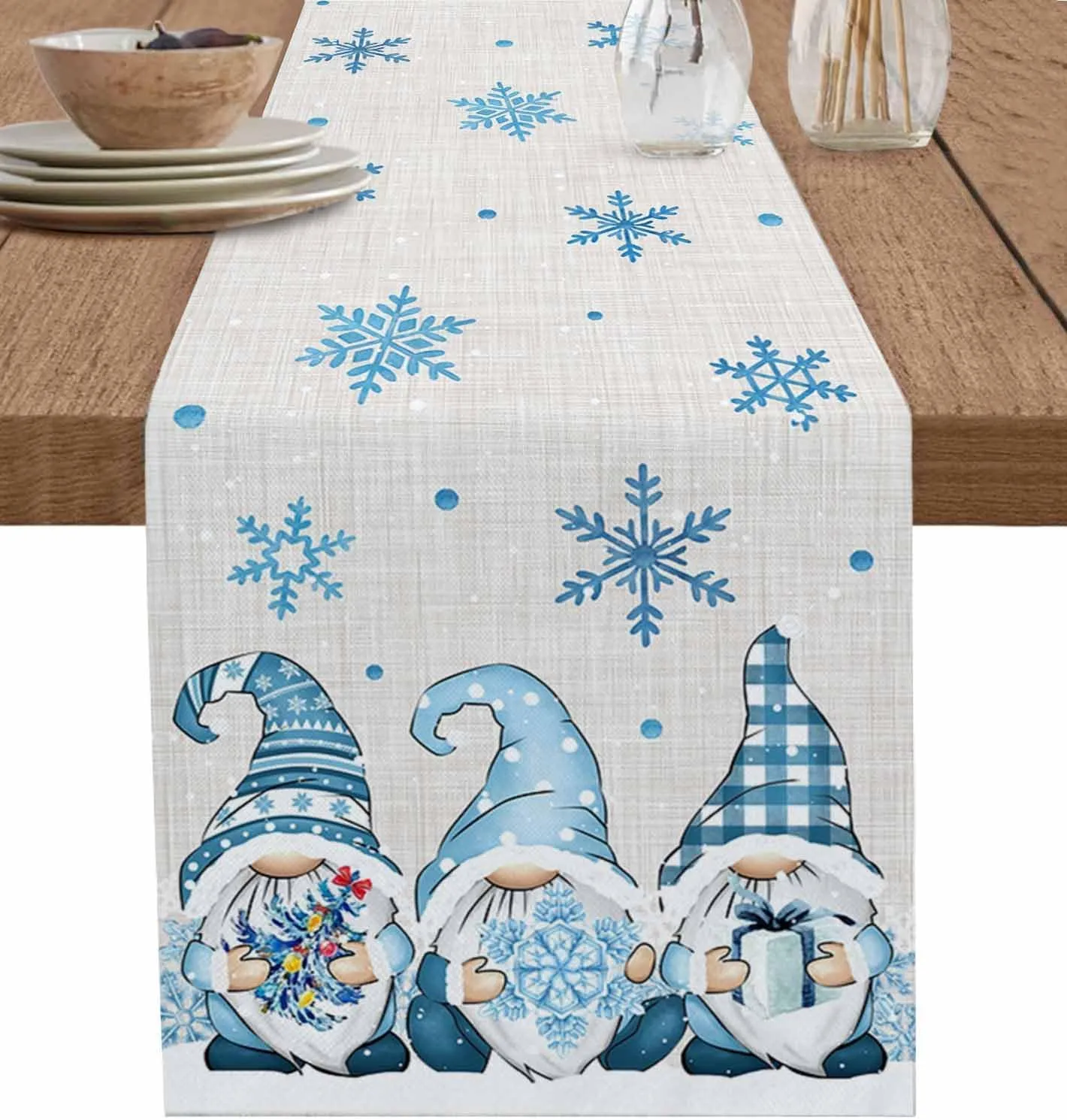 Christmas Gnome Snow Table Runner