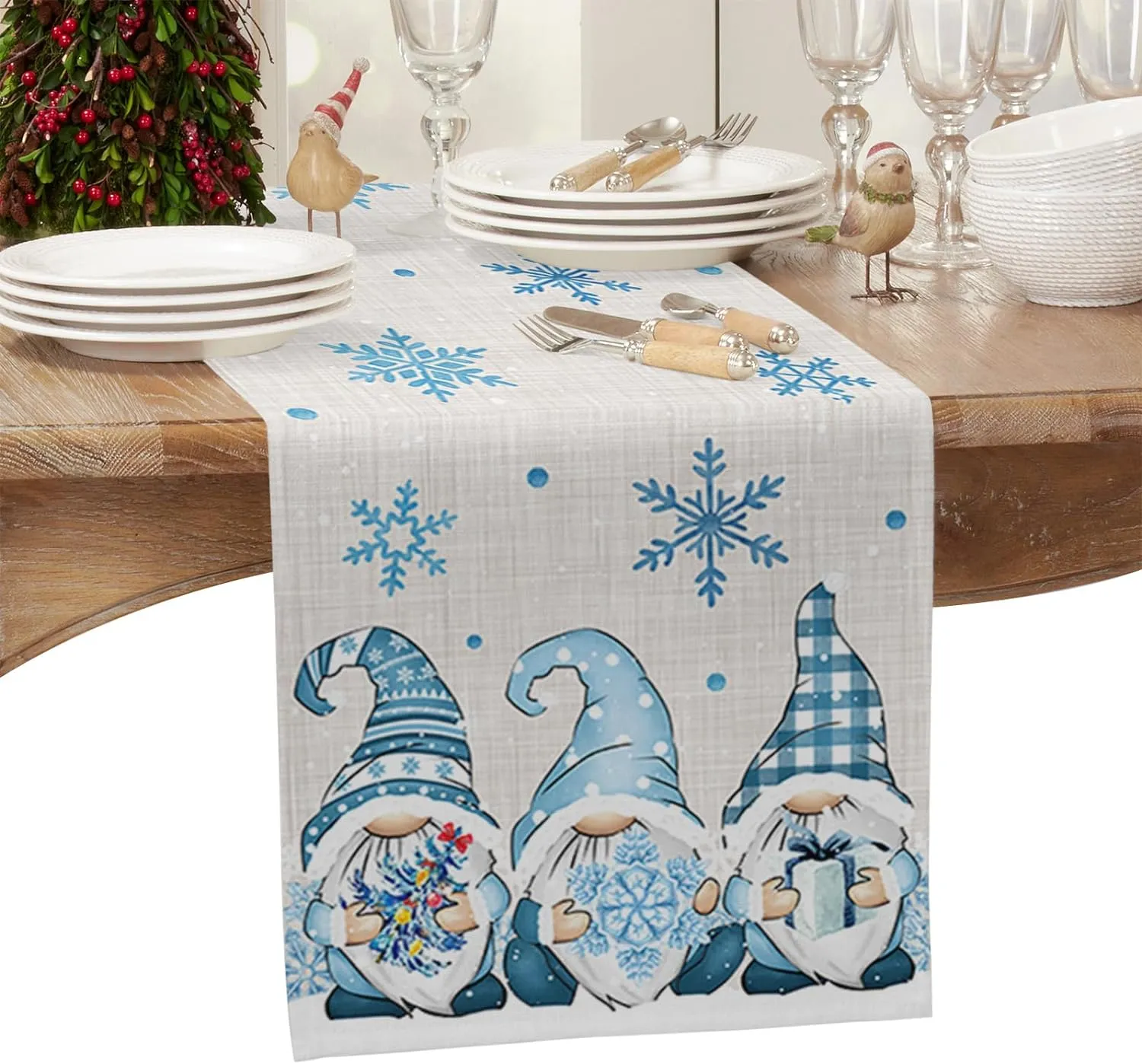 Christmas Gnome Snow Table Runner Christmas Gnome Snow Table Runner