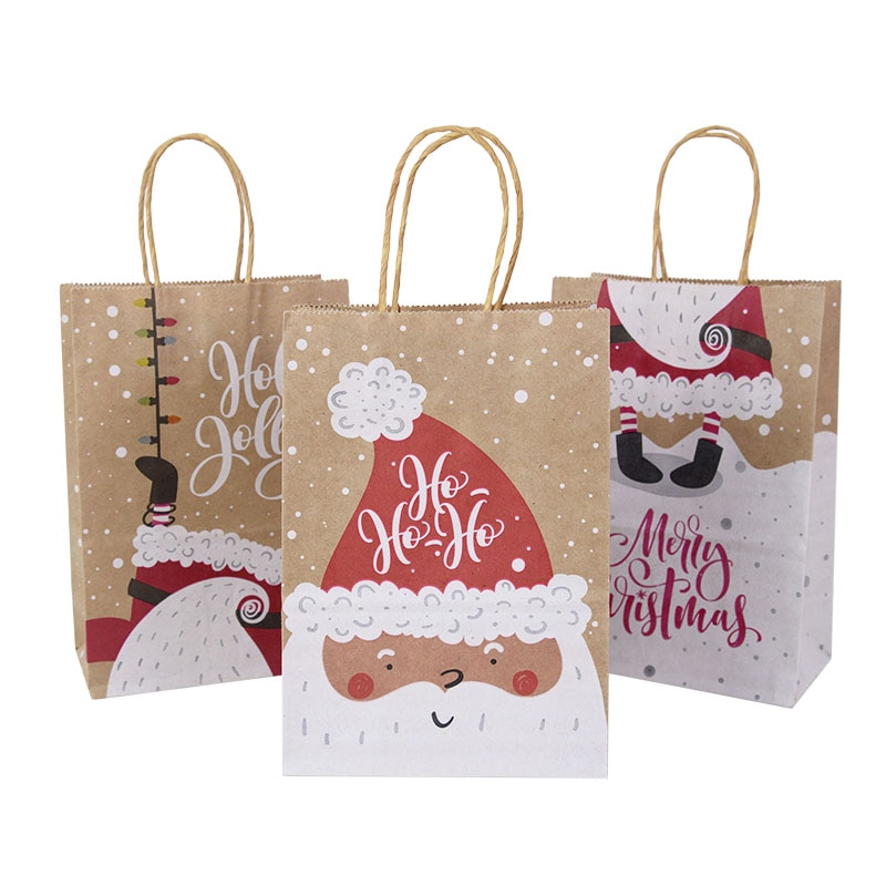 Christmas Kraft Bags with Handles (5pcs)