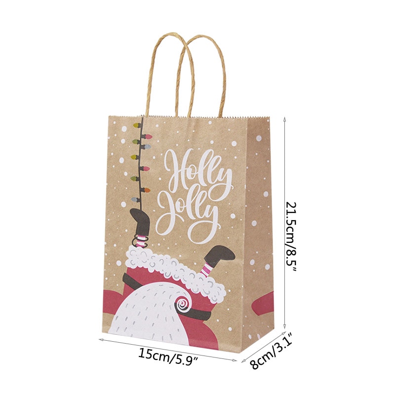 Christmas Kraft Bags with Handles (5pcs)