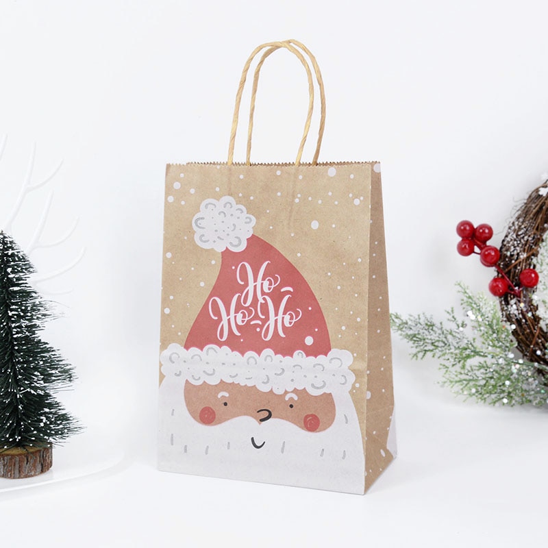 Christmas Kraft Bags with Handles (5pcs)