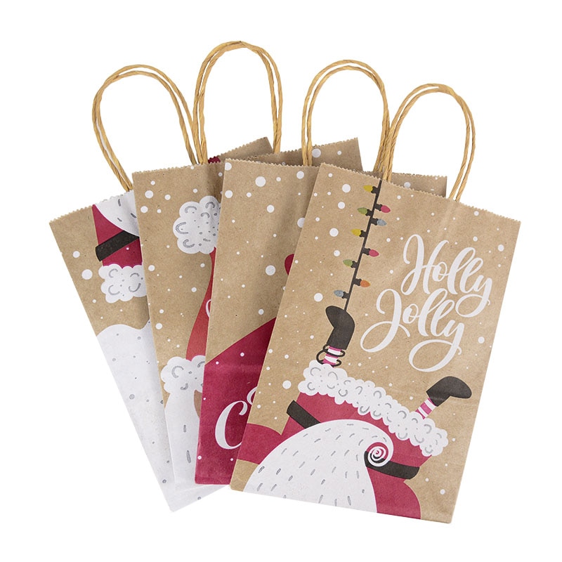 Christmas Kraft Bags with Handles (5pcs)