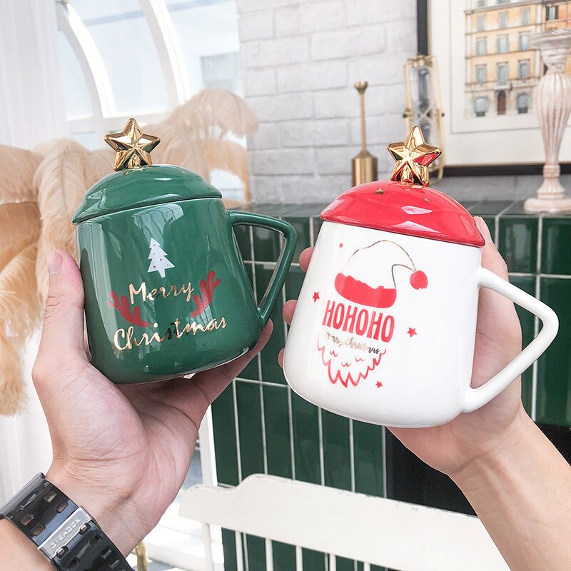 Christmas Mug Ceramic Cup with Lid