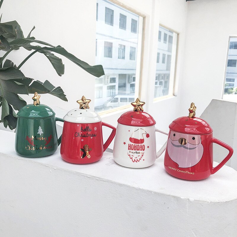 Christmas Mug Ceramic Cup with Lid