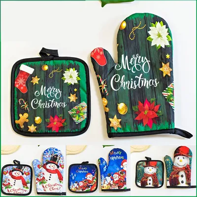Christmas Oven Glove with Pot Holder Christmas Oven Glove with Pot Holder