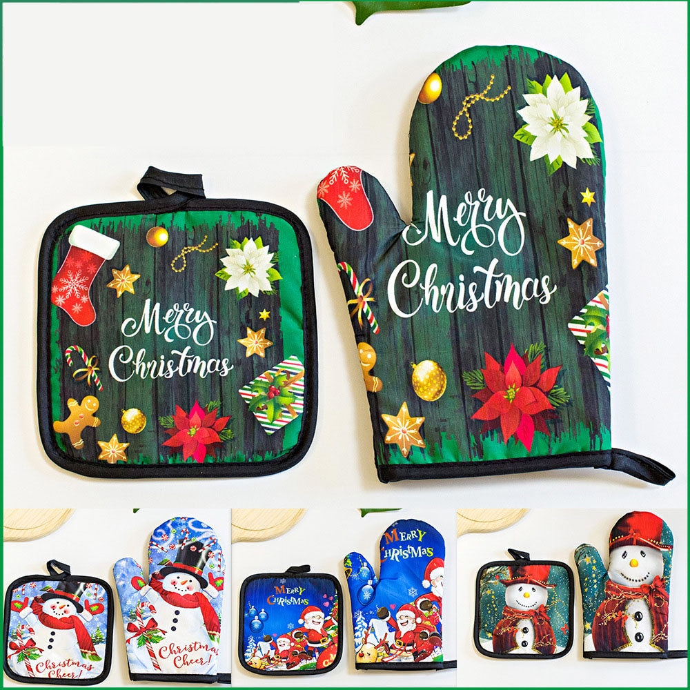 Christmas Oven Glove with Pot Holder Christmas Oven Glove with Pot Holder