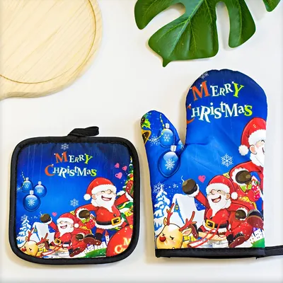 Christmas Oven Glove with Pot Holder Christmas Oven Glove with Pot Holder