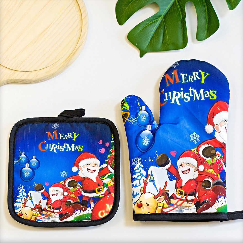 Christmas Oven Glove with Pot Holder Christmas Oven Glove with Pot Holder