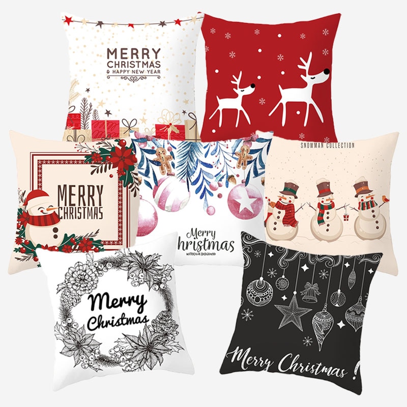 Christmas Pillow Covers Printed Cushion Cases