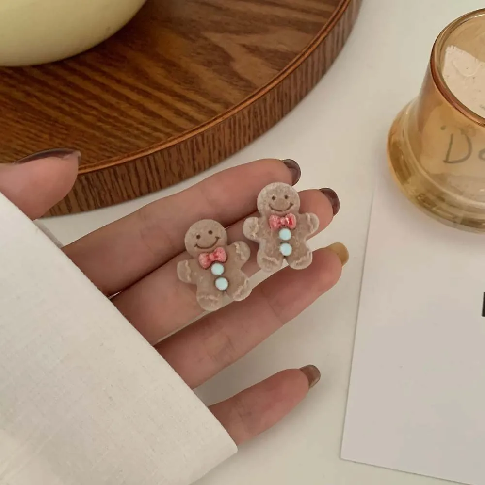 Christmas Stud Gingerbread Man Earrings