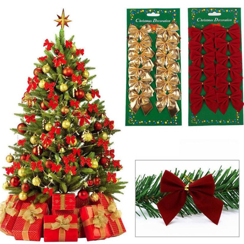 Christmas Tree Bows Hanging Decors (12 pcs)