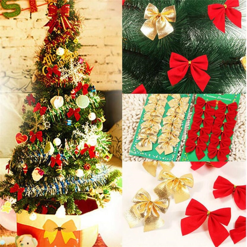 Christmas Tree Bows Hanging Decors (12 pcs)