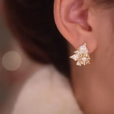 Christmas Tree Crystal Earrings