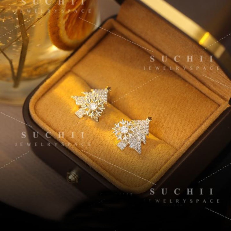 Christmas Tree Crystal Earrings
