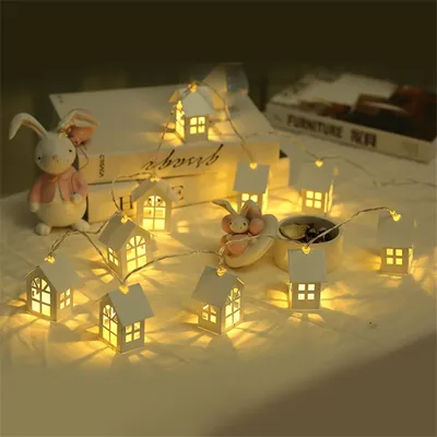 Christmas Tree Lights Hanging Houses