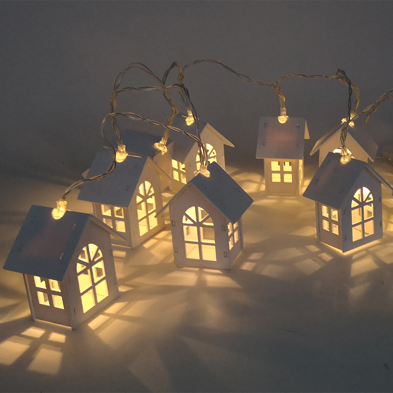 Christmas Tree Lights Hanging Houses