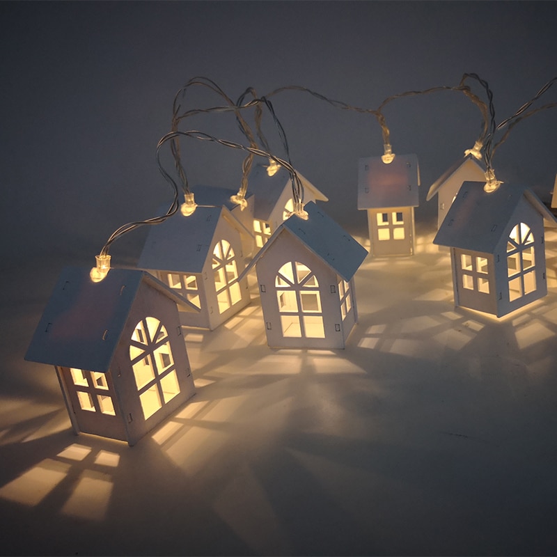 Christmas Tree Lights Hanging Houses