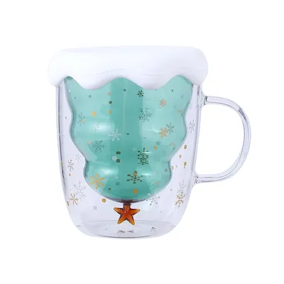Christmas Tree Mug Double Wall Glass