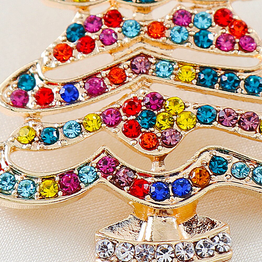 Christmas Tree Stud Earrings with Rhinestones