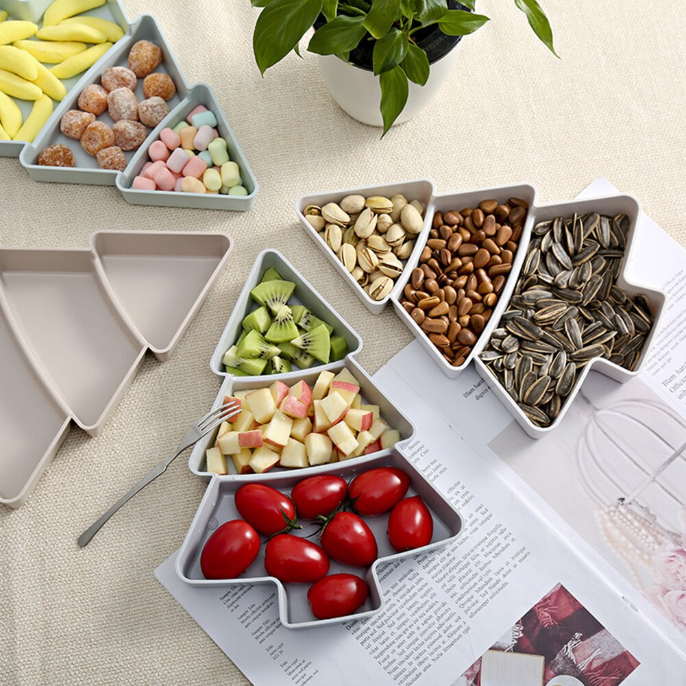 Christmas Tree Tray 3 Grids Snack Plate