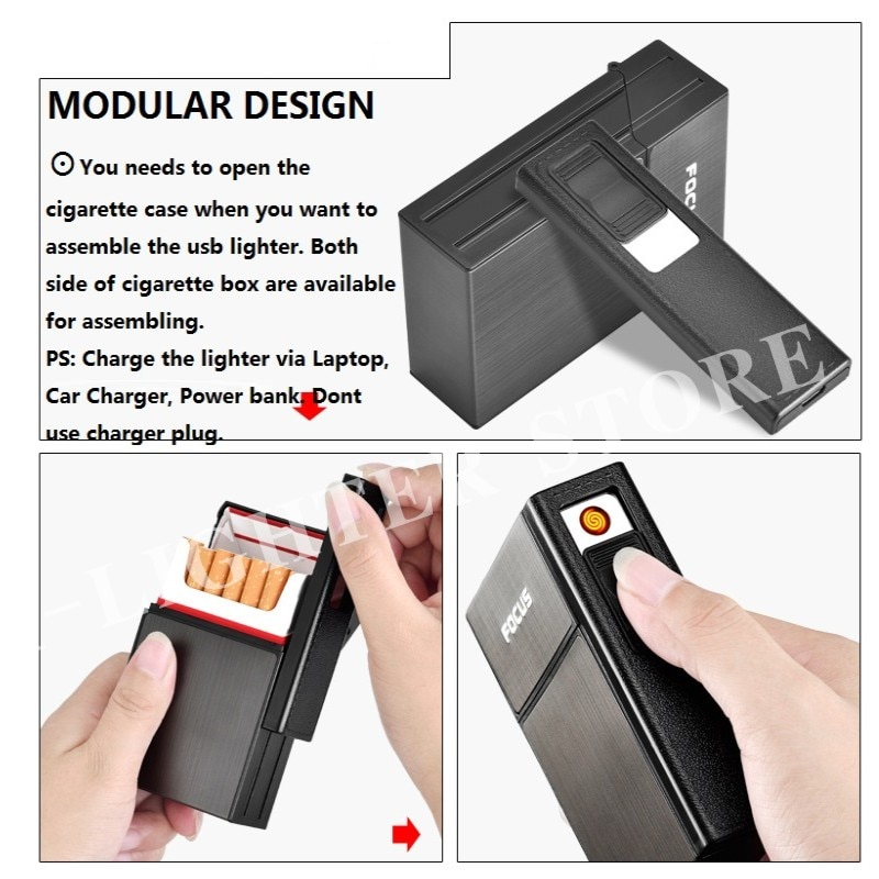 Cigarette Case Box Flameless Lighter Cigarette Case Box Flameless Lighter