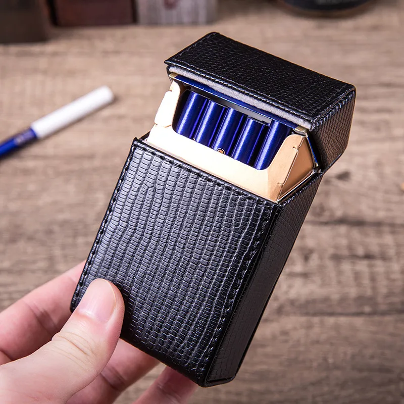 Cigarette Case Holds 20 King Size Cigarettes PU Leather Storage Box Smoking Accessories Gift for Men and Women