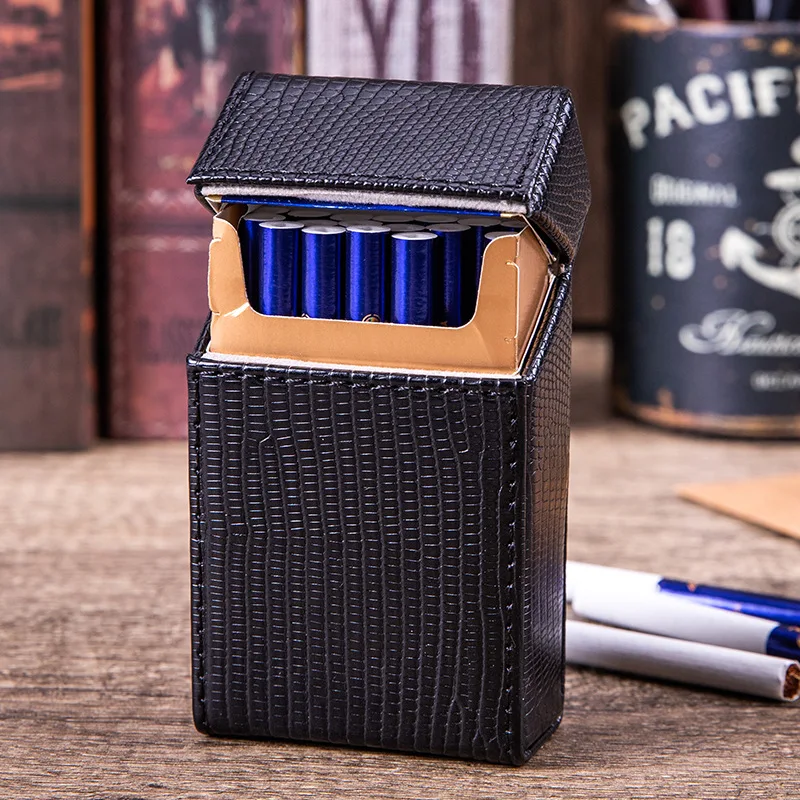 Cigarette Case Holds 20 King Size Cigarettes PU Leather Storage Box Smoking Accessories Gift for Men and Women