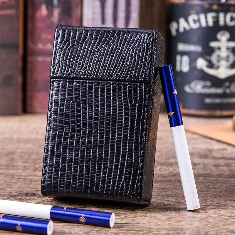 Cigarette Case Holds 20 King Size Cigarettes PU Leather Storage Box Smoking Accessories Gift for Men and Women