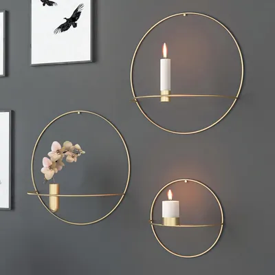 Circle Candle Holder Iron Wall Decor