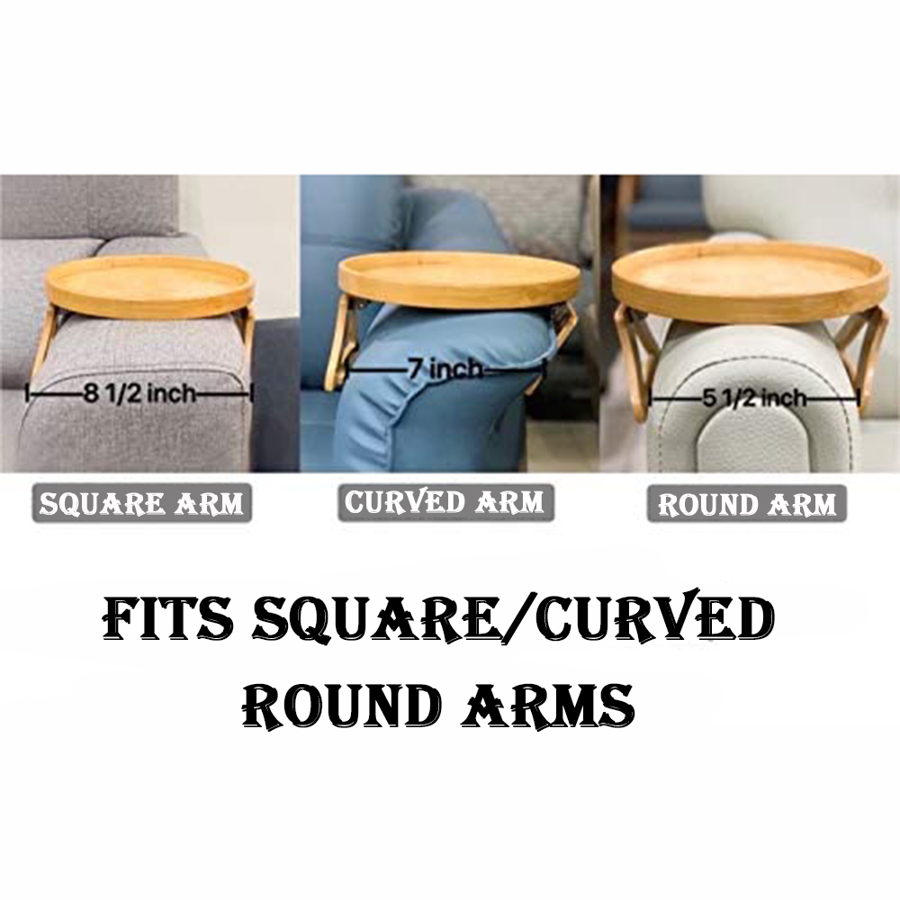 Clamp On Round Wooden Sofa Tray Clamp On Round Wooden Sofa Tray