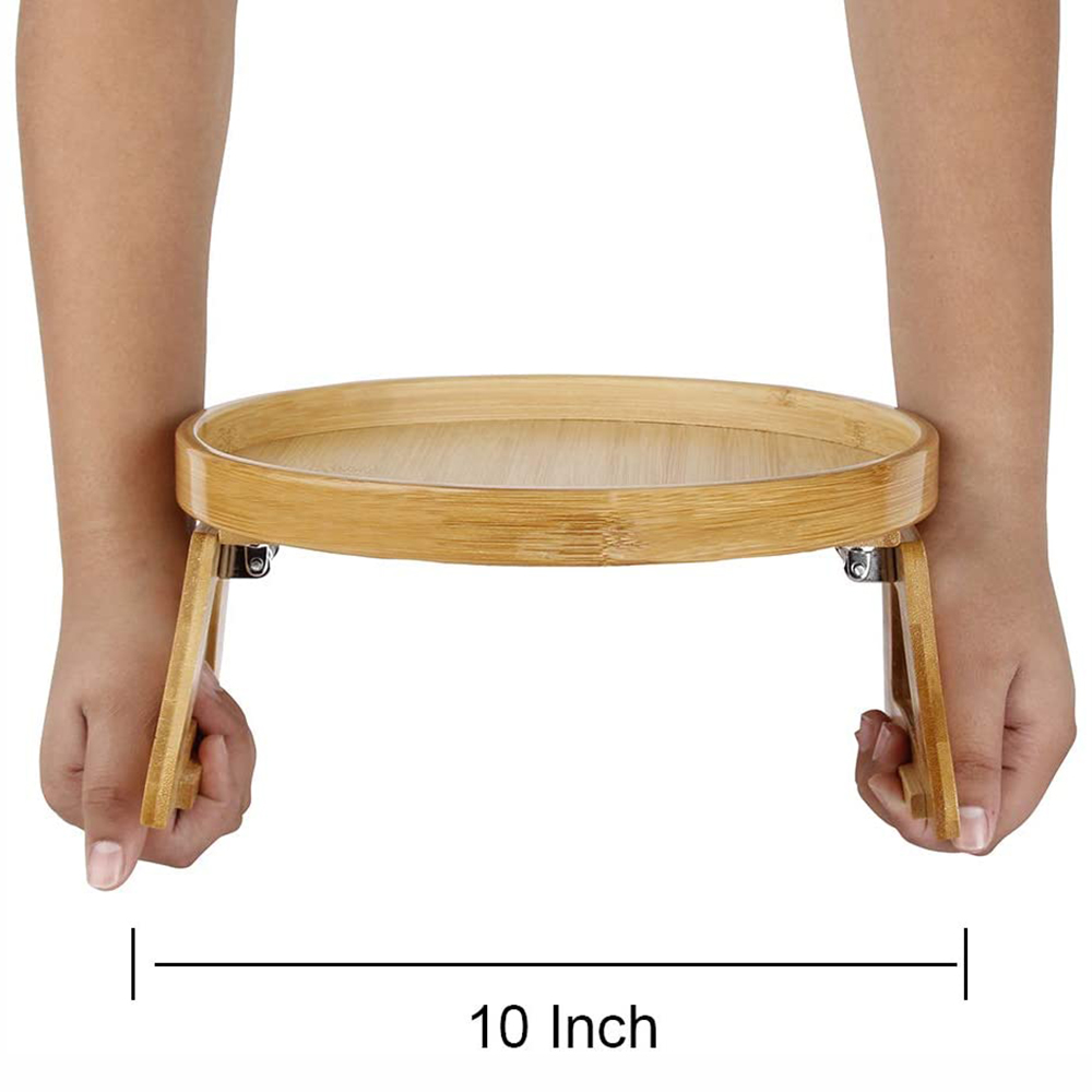 Clamp On Round Wooden Sofa Tray Clamp On Round Wooden Sofa Tray