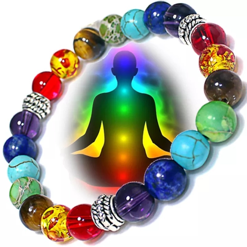 Classic 7 Chakra Beads Bracelet Natural Stone Black Rope Braided Yoga Reiki Healing Balance Bracelets & Bangles