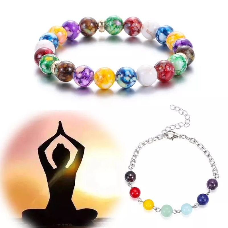 Classic 7 Chakra Beads Bracelet Natural Stone Black Rope Braided Yoga Reiki Healing Balance Bracelets & Bangles