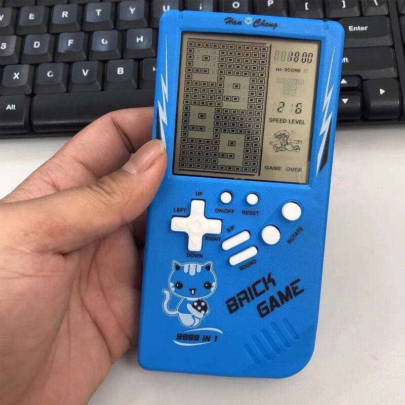 Classic Electronic Game Retro Puzzle Toy Blue Large Screen Handheld Game Console Toys For Children